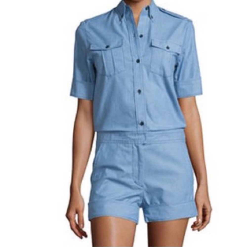 Light Blue Button-Up Romper